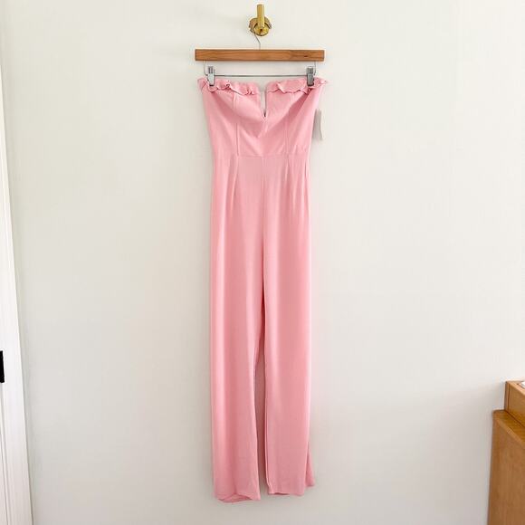 NWT Flynn Skye Parker Strapless Split Neck Straight Leg Jumpsuit Pink XS - Picture 2 of 10